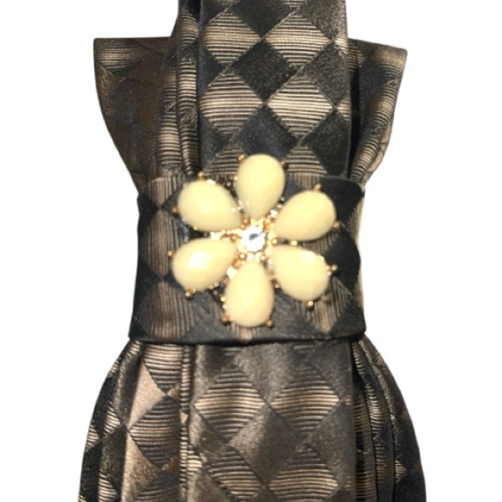 “Dainty Dapper”Brown Patterned Necktie Necklace W… - image 3